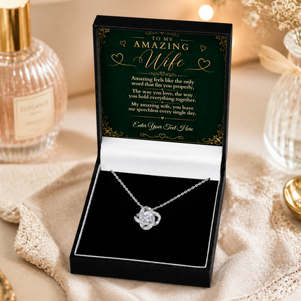 To My Amazing Wife Personalised Love Knot Necklace In Keepsake Box