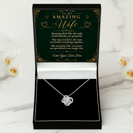 To My Amazing Wife Personalised Love Knot Necklace In Keepsake Box