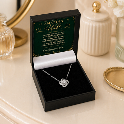 To My Amazing Wife Personalised Love Knot Necklace In Keepsake Box