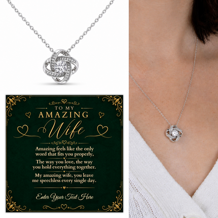 To My Amazing Wife Personalised Love Knot Necklace In Keepsake Box