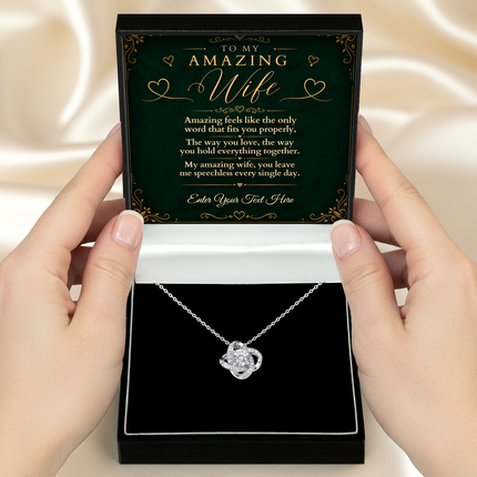To My Amazing Wife Personalised Love Knot Necklace In Keepsake Box