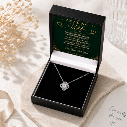 To My Amazing Wife Personalised Love Knot Necklace In Keepsake Box