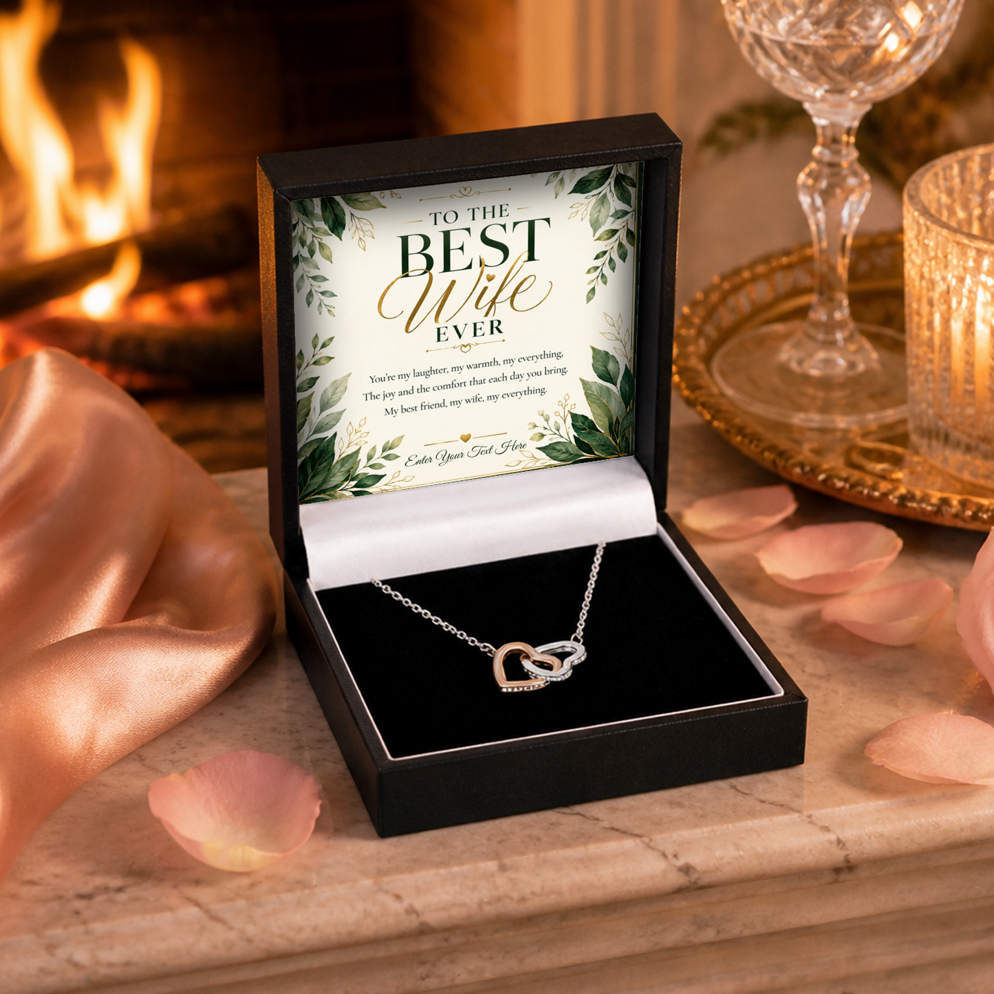 To The Best Wife Ever Personalised Interlocking Hearts Necklace In Keepsake Box