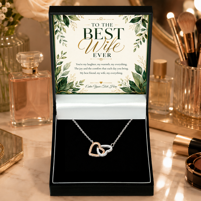 To The Best Wife Ever Personalised Interlocking Hearts Necklace In Keepsake Box