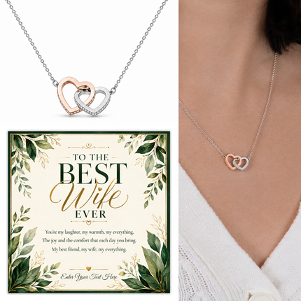 To The Best Wife Ever Personalised Interlocking Hearts Necklace In Keepsake Box
