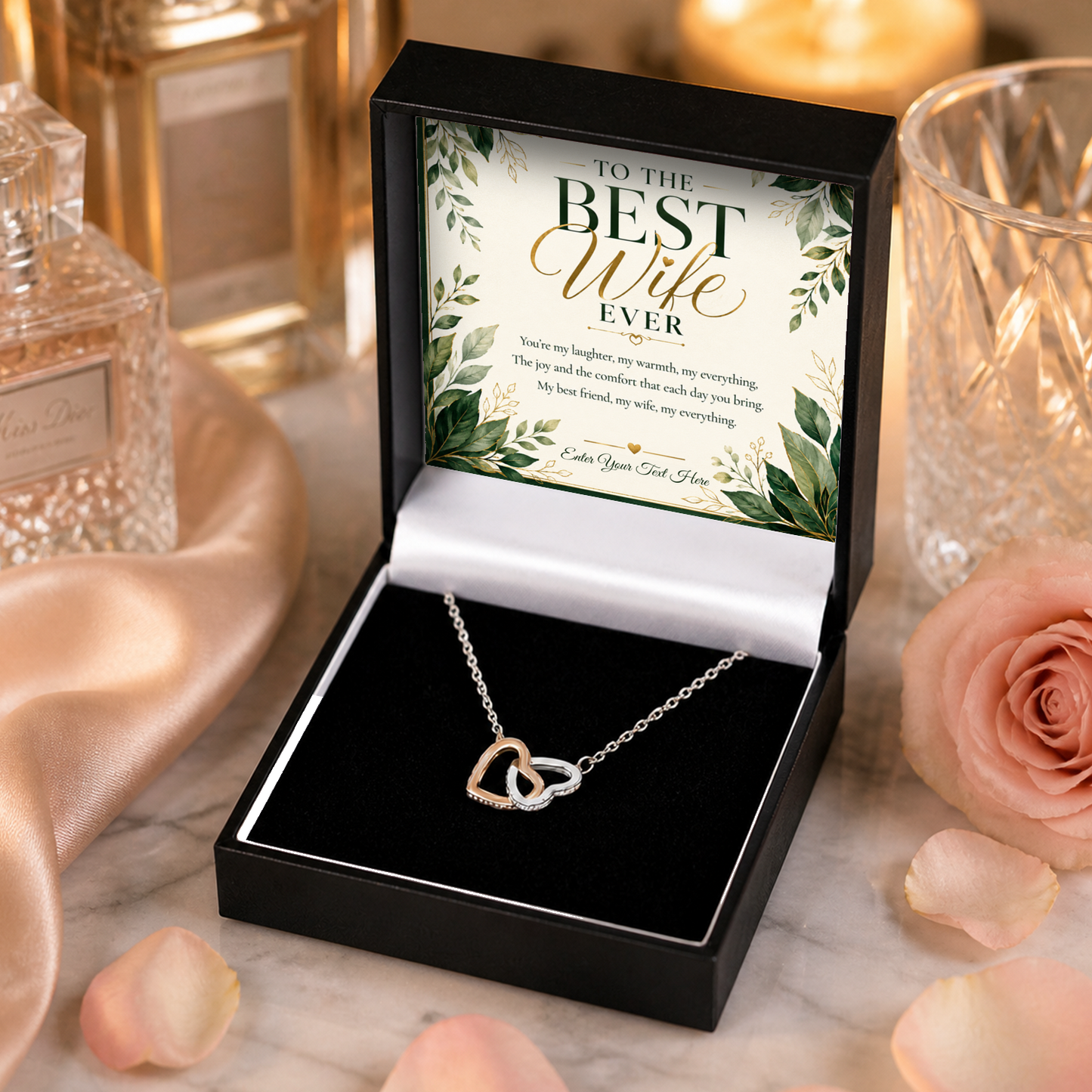 To The Best Wife Ever Personalised Interlocking Hearts Necklace In Keepsake Box