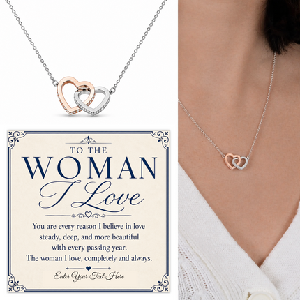 To The Woman I Love Personalised Interlocking Hearts Necklace In Keepsake Box