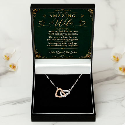 To My Amazing Wife Personalised Interlocking Hearts Necklace In Keepsake Box