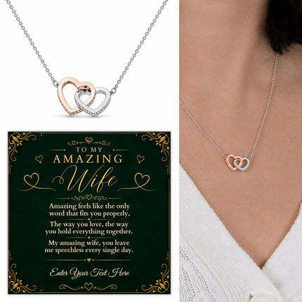 To My Amazing Wife Personalised Interlocking Hearts Necklace In Keepsake Box