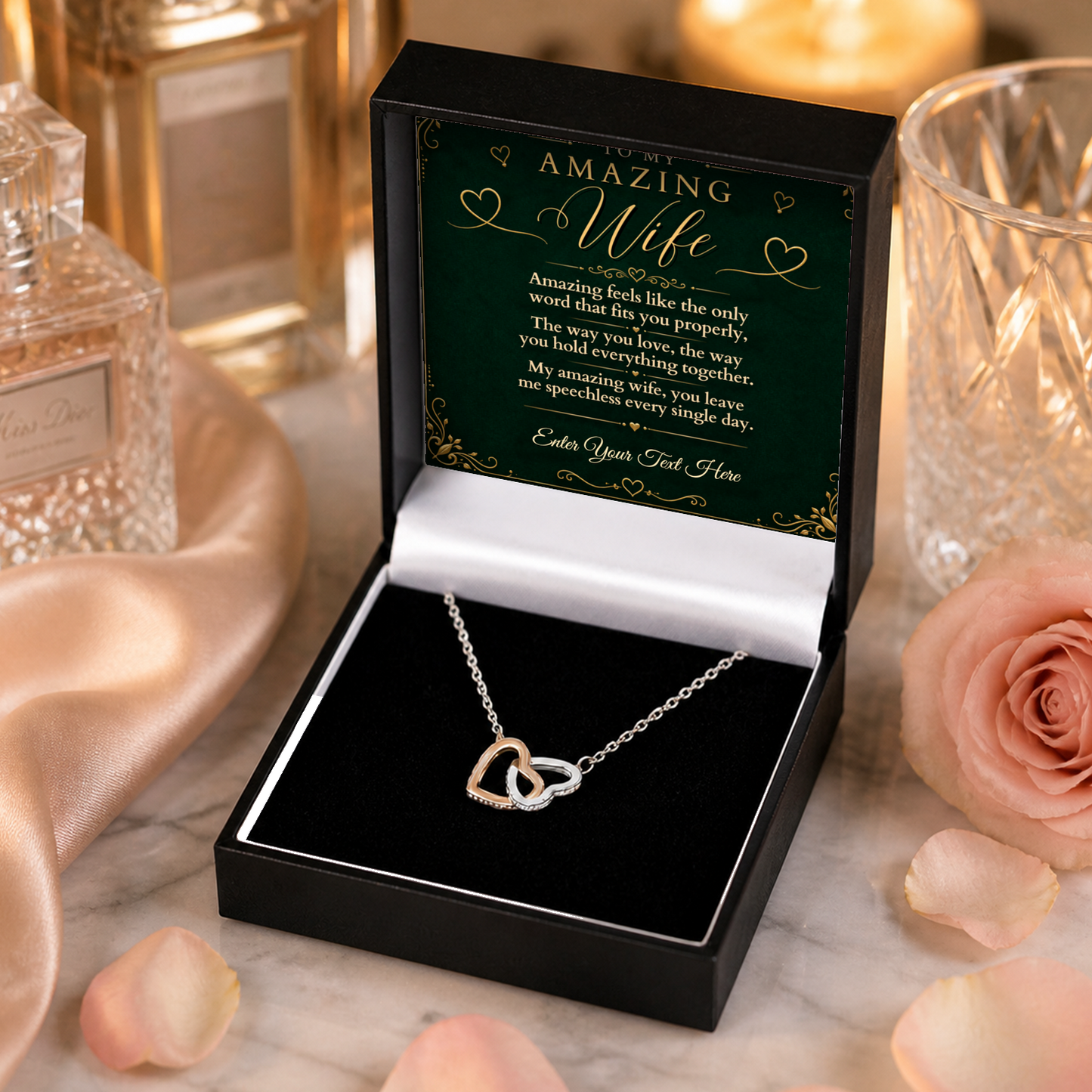 To My Amazing Wife Ever Personalised Interlocking Hearts Necklace In Keepsake Box