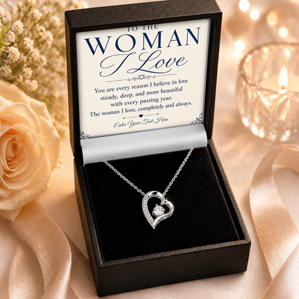 To The Woman I love Personalised Eternal Heart Necklace In Keepsake Box