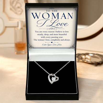 To The Woman I love Personalised Eternal Heart Necklace In Keepsake Box