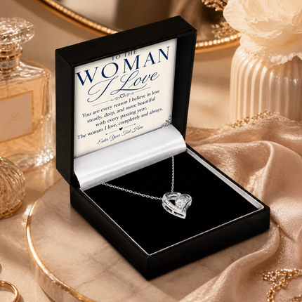 To The Woman I love Personalised Eternal Heart Necklace In Keepsake Box