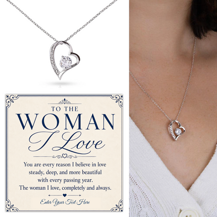 To The Woman I love Personalised Eternal Heart Necklace In Keepsake Box