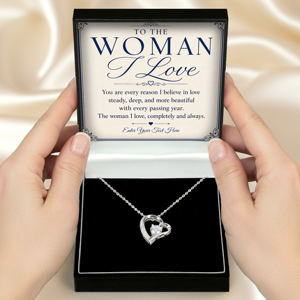 To The Woman I love Personalised Eternal Heart Necklace In Keepsake Box