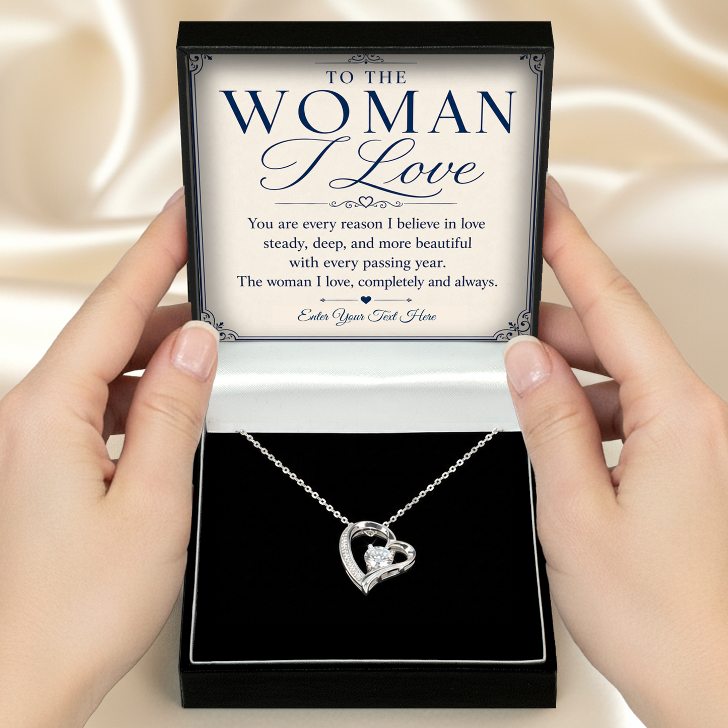 To The Woman I love Personalised Eternal Heart Necklace In Keepsake Box
