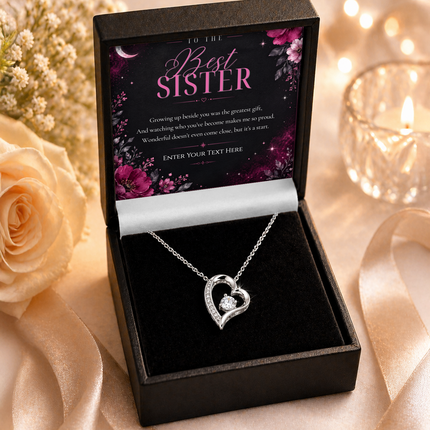 To The Best Sister Personalised Eternal Heart Necklace In Keepsake Box