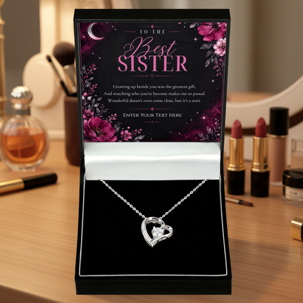 To The Best Sister Personalised Eternal Heart Necklace In Keepsake Box