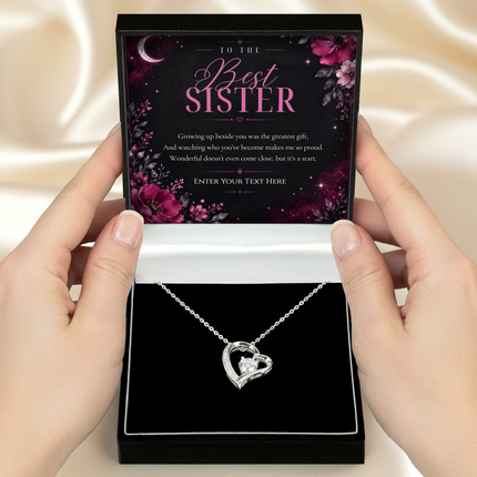 To The Best Sister Personalised Eternal Heart Necklace In Keepsake Box