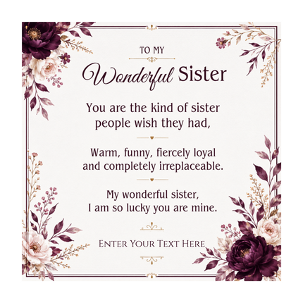 To My Wonderful Sister Personalised Eternal Heart Necklace In Keepsake Box