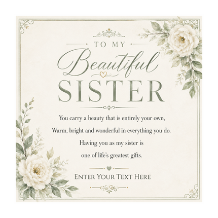 To My Beautiful Sister Personalised Eternal Heart Necklace In Keepsake Box