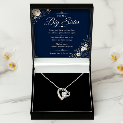 To My Big Sister Personalised Eternal Heart Necklace In Keepsake Box