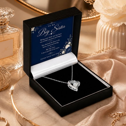 To My Big Sister Personalised Eternal Heart Necklace In Keepsake Box