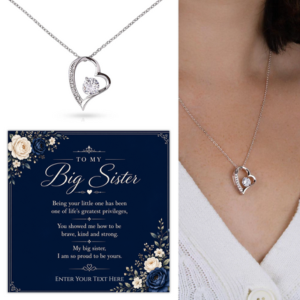 To My Big Sister Personalised Eternal Heart Necklace In Keepsake Box