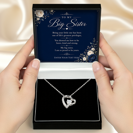 To My Big Sister Personalised Eternal Heart Necklace In Keepsake Box