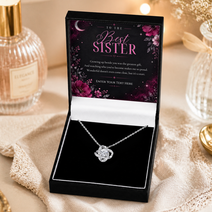 To The Best Sister Personalised Love Knot Necklace In Keepsake Box