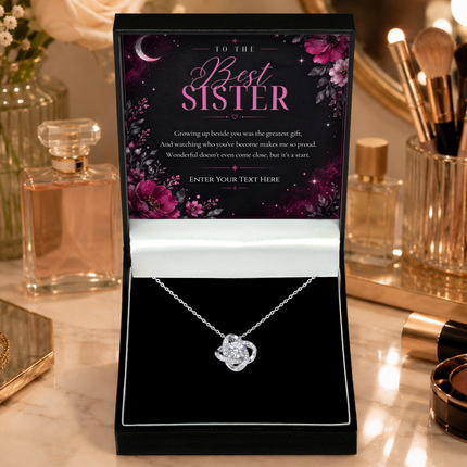To The Best Sister Personalised Love Knot Necklace In Keepsake Box