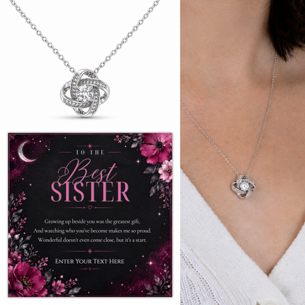 To The Best Sister Personalised Love Knot Necklace In Keepsake Box