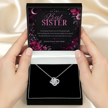 To The Best Sister Personalised Love Knot Necklace In Keepsake Box