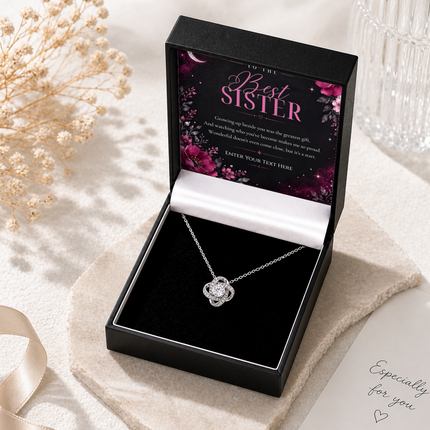 To The Best Sister Personalised Love Knot Necklace In Keepsake Box