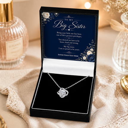 To My Big Sister Personalised Love Knot Necklace In Keepsake Box