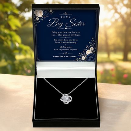 To My Big Sister Personalised Love Knot Necklace In Keepsake Box