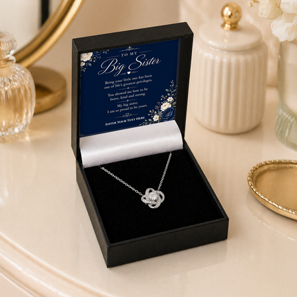 To My Big Sister Personalised Love Knot Necklace In Keepsake Box