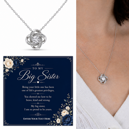 To My Big Sister Personalised Love Knot Necklace In Keepsake Box