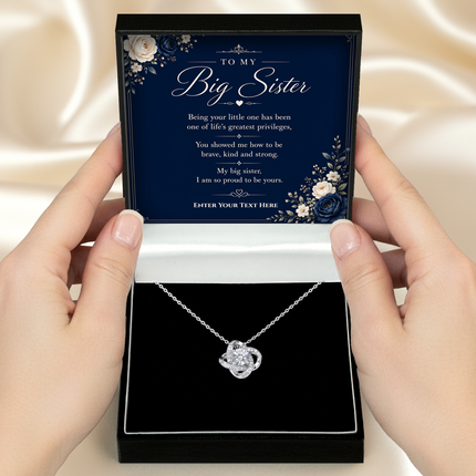To My Big Sister Personalised Love Knot Necklace In Keepsake Box