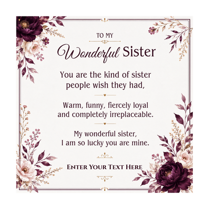 To My Wonderful Sister Personalised Love Interlocking Hearts Necklace In Keepsake Box