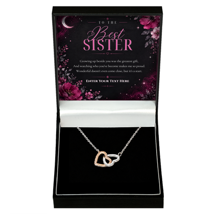 To The Best Sister Personalised Love Interlocking Hearts Necklace In Keepsake Box