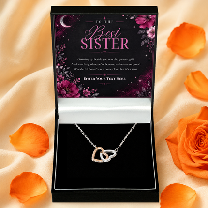 To The Best Sister Personalised Love Interlocking Hearts Necklace In Keepsake Box