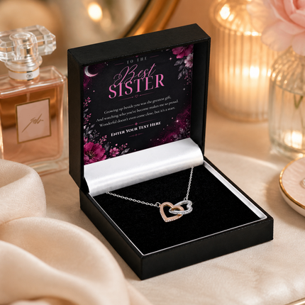 To The Best Sister Personalised Love Interlocking Hearts Necklace In Keepsake Box
