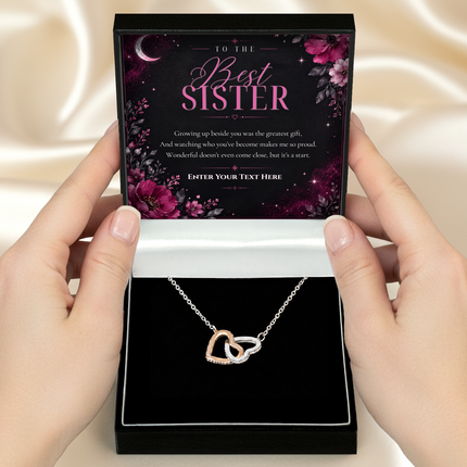 To The Best Sister Personalised Love Interlocking Hearts Necklace In Keepsake Box