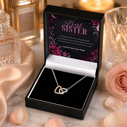 To The Best Sister Personalised Love Interlocking Hearts Necklace In Keepsake Box