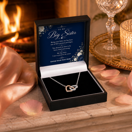 To My Big Sister Personalised Love Interlocking Hearts Necklace In Keepsake Box