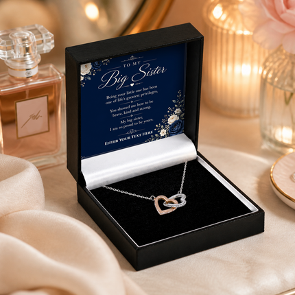 To My Big Sister Personalised Love Interlocking Hearts Necklace In Keepsake Box