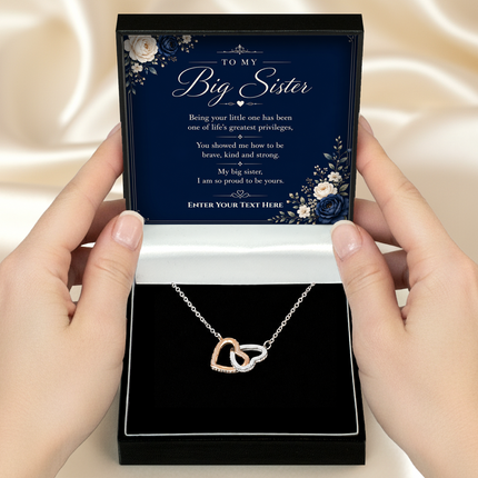 To My Big Sister Personalised Love Interlocking Hearts Necklace In Keepsake Box