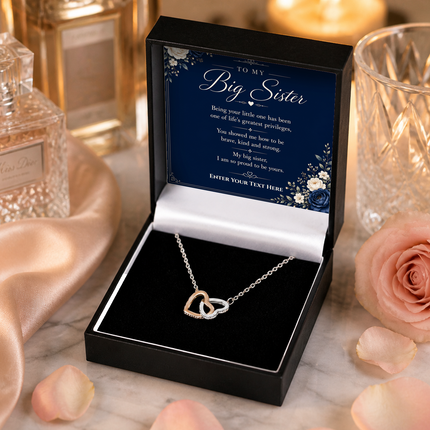 To My Big Sister Personalised Love Interlocking Hearts Necklace In Keepsake Box