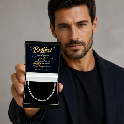 To My Brother Stainless Steel Cuban Chain Necklace With Personalised Keepsake Box
